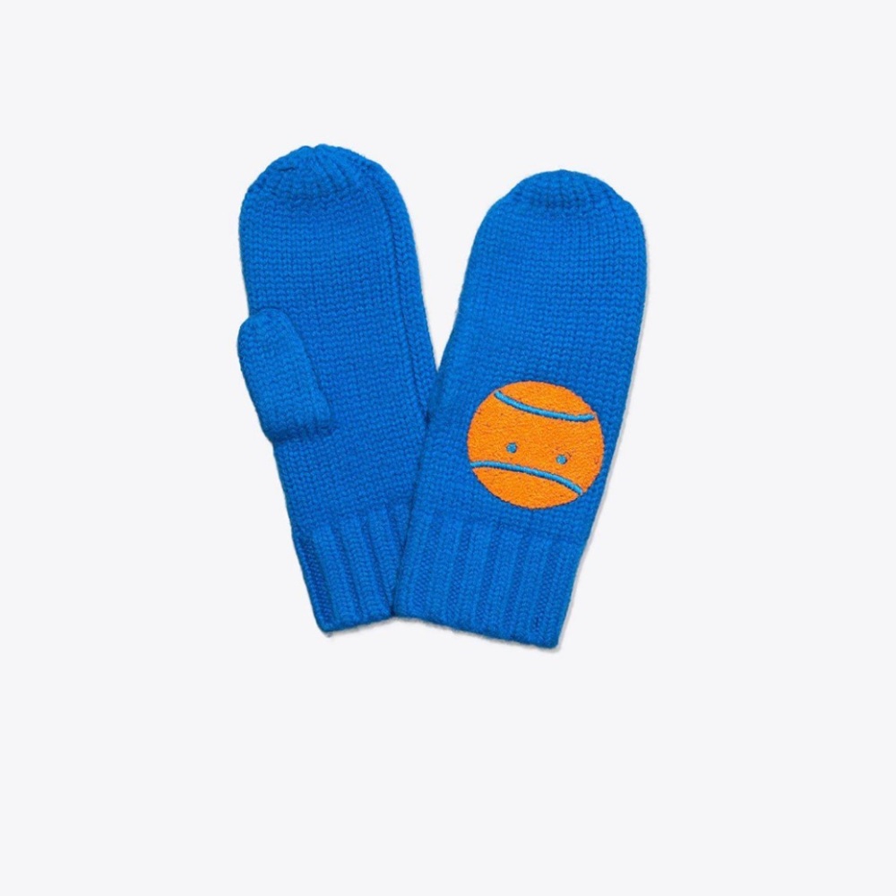 Tory Burch Sport Merino Little Grumps Mittens Blue